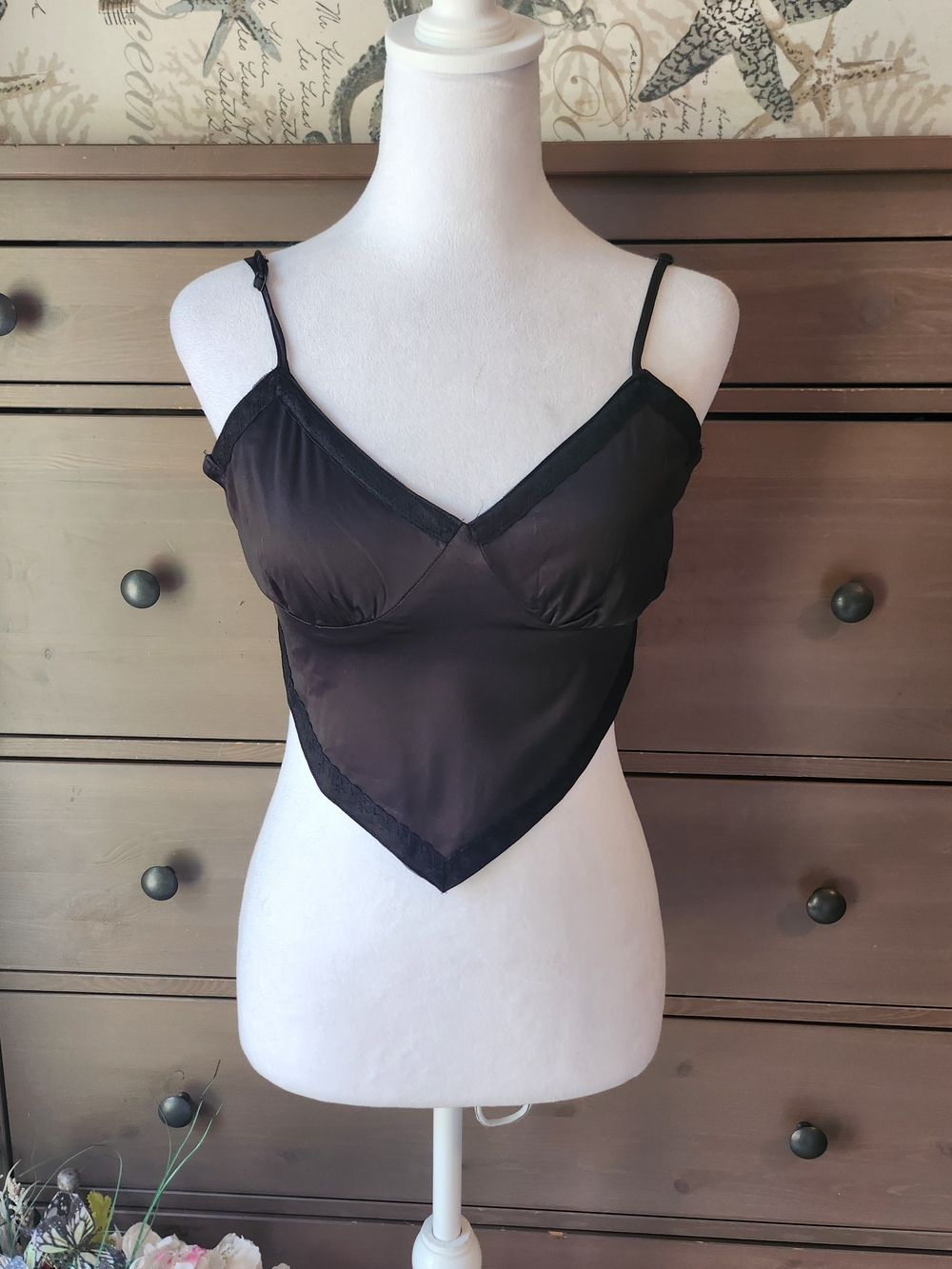 Black Satin Handkerchief Camisole Top - by HYFVE